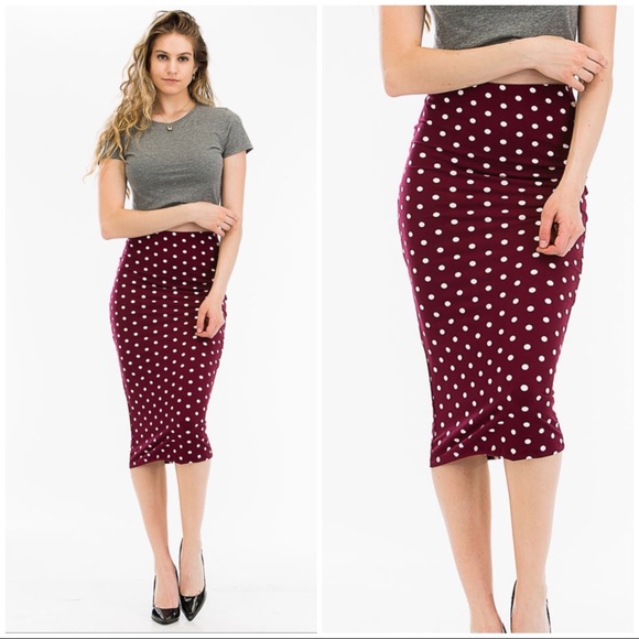 BLACK WHITE SMALL POLKA PENCIL - Skirt - Picture 3 of 5